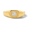 Thumbnail Image 1 of 1/4 CT. T.W. Radiant-Cut Lab-Grown Diamond Solitaire Signet Ring in Sterling Silver with 14K Gold Plate (F/VS2)