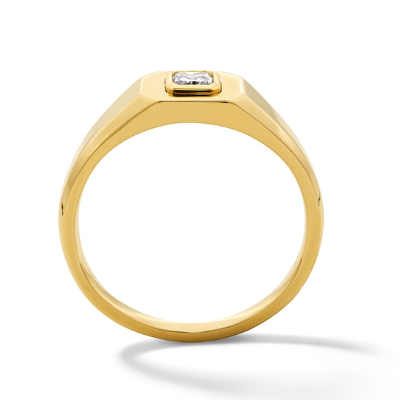 1/4 CT. T.w. Radiant-Cut Lab-Grown Diamond Solitaire Signet Ring in Sterling Silver with 14K Gold Plate (F/Vs2)
