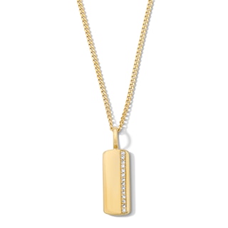 1/10 CT. T.W. Lab-Grown Diamond Stripe Slender Tag Necklace in Sterling Silver with 14K Gold Plate (F/VS2) - 22″