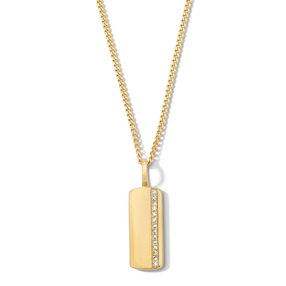 1/10 CT. T.w. Lab-Grown Diamond Stripe Slender Tag Necklace in Sterling Silver with 14K Gold Plate (F/Vs2) - 22″