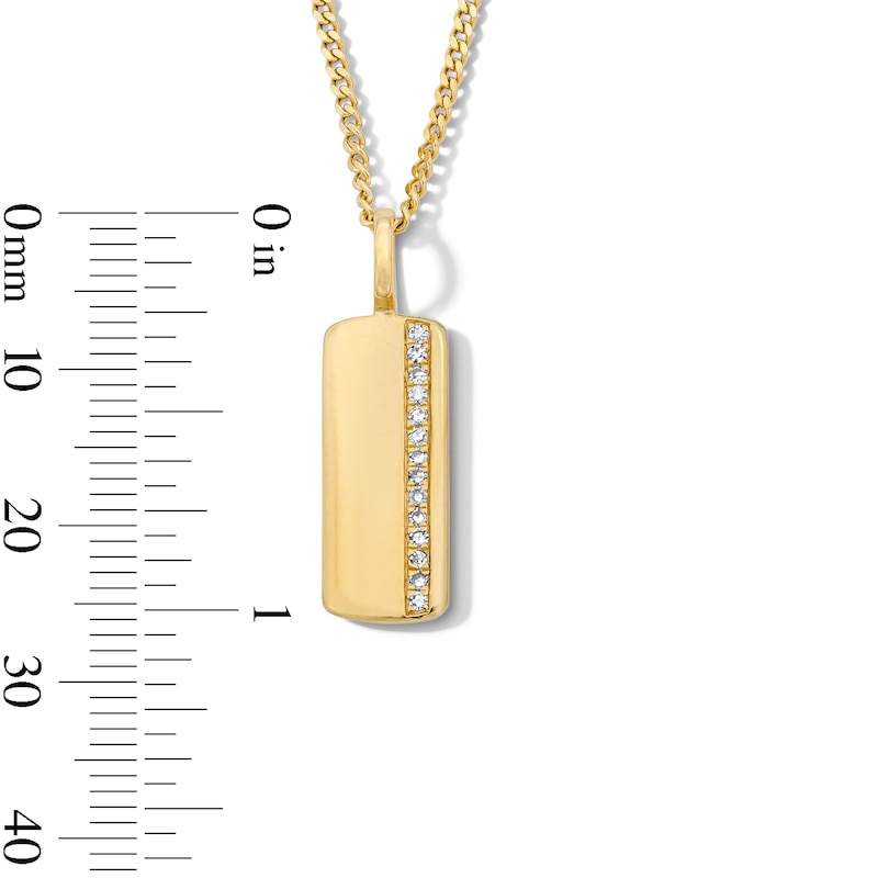 Main Image 3 of 1/10 CT. T.W. Lab-Grown Diamond Stripe Slender Tag Necklace in Sterling Silver with 14K Gold Plate (F/VS2) - 22″