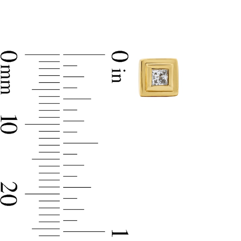 Main Image 3 of 1/5 CT. T.W. Square-Cut Lab-Grown Diamond Solitaire Stud Earrings in Sterling Silver with 14K Gold Plate (F/VS2)