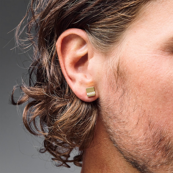 1/10 CT. T.w. Lab-Grown Diamond Stripe Stud Earrings in Sterling Silver with 14K Gold Plate (F/Vs2)