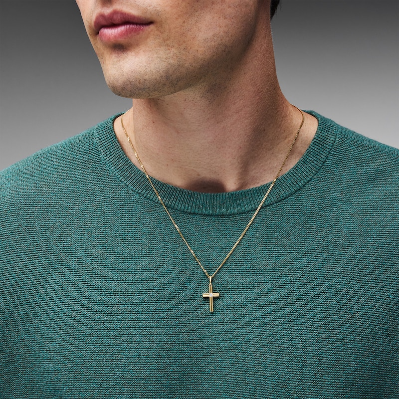 Main Image 2 of 1/15 CT. T.W. Lab-Grown Diamond Solitaire Cross Necklace in Sterling Silver with 14K Gold Plate (F/VS2) - 22″