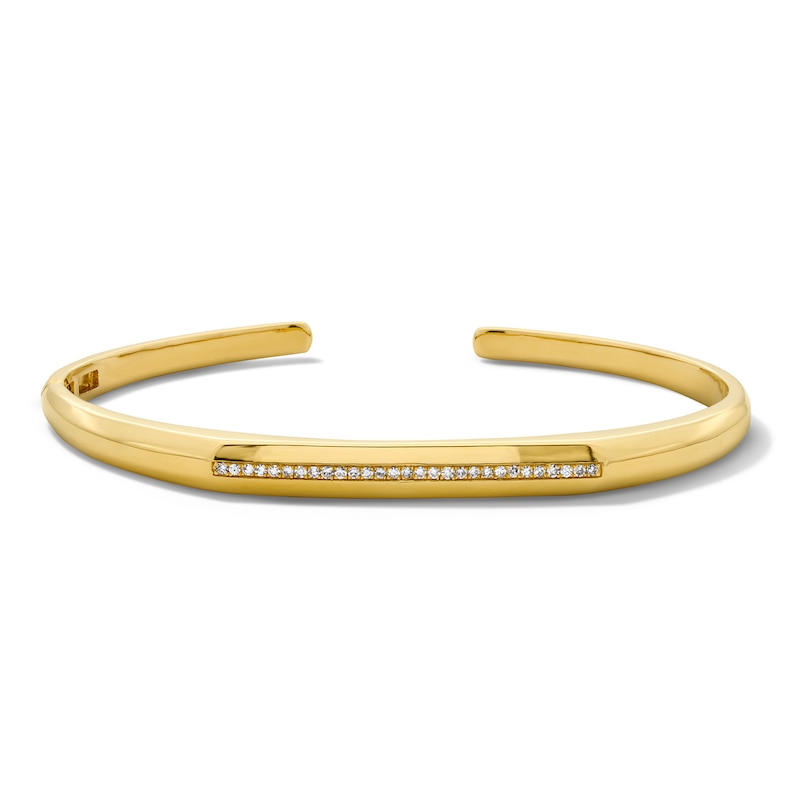 Main Image 1 of 1/5 CT. T.W. Lab-Grown Diamond Stripe Cuff Bracelet in Sterling Silver with 14K Gold Plate (F/VS2) - 8.65″