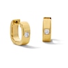 Thumbnail Image 1 of 3/8 CT. T.W. Square-Cut Lab-Grown Diamond Solitaire Huggie Hoop Earrings in Sterling Silver with 14K Gold Plate (F/VS2)