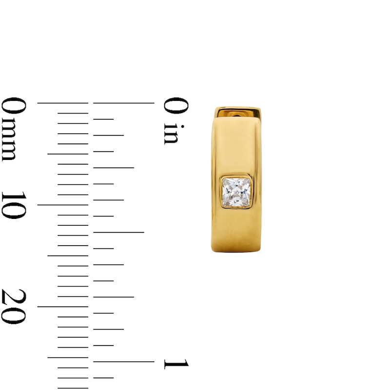 Main Image 3 of 3/8 CT. T.W. Square-Cut Lab-Grown Diamond Solitaire Huggie Hoop Earrings in Sterling Silver with 14K Gold Plate (F/VS2)