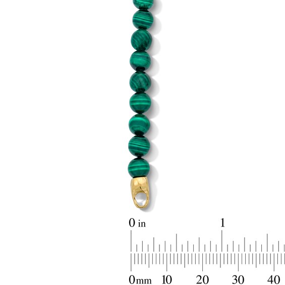 Malachite Bead and Lab-Grown Diamond Accent Bracelet in Sterling Silver with 14K Gold Plate - 8.25″