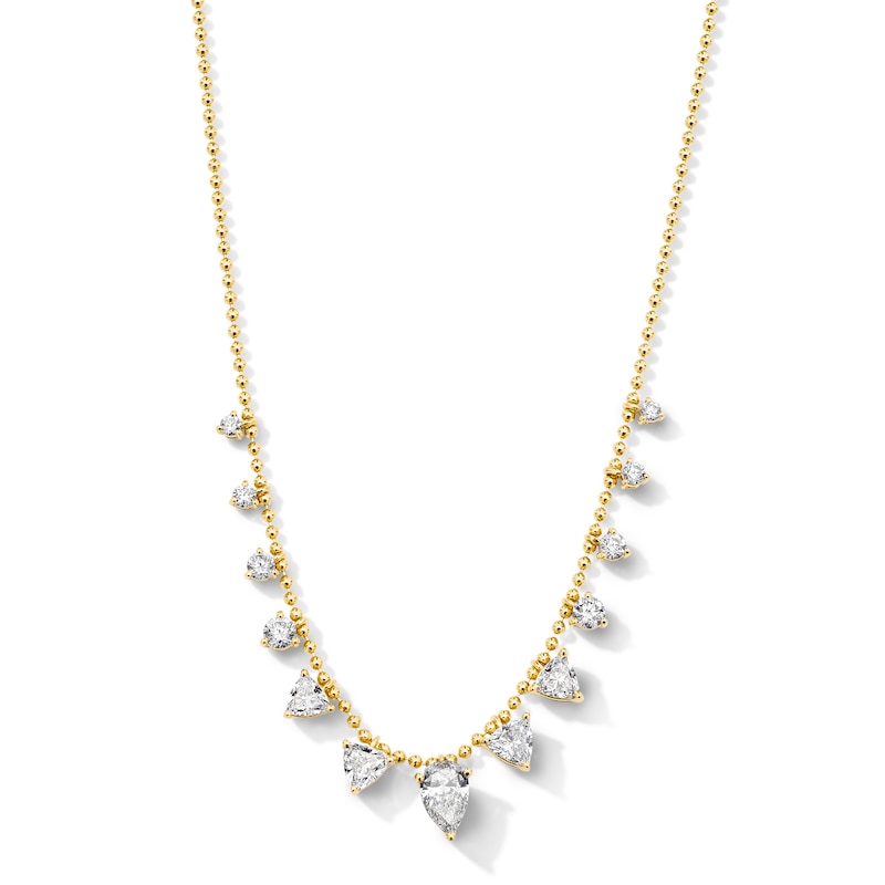 Main Image 1 of 1-1/2 CT. T.W. Multi-Shape Lab-Grown Diamond Dangle Necklace in 10K Gold (F/VS2)