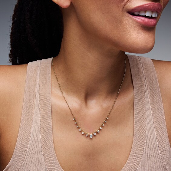 1-1/2 CT. T.w. Multi-Shape Lab-Grown Diamond Dangle Necklace in 10K Gold (F/Vs2)