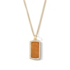 Thumbnail Image 1 of Tiger's Eye and 1/5 CT. T.W. Lab-Grown Diamond Dog Tag Necklace in Sterling Silver with 14K Gold Plate (F/VS2) - 22"