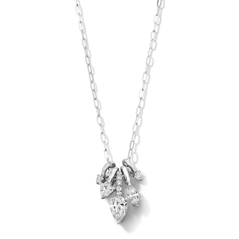 Main Image 1 of 1 CT. T.W. Lab-Grown Diamond Scatter Dangles Necklace in 10K White Gold (F/VS2)