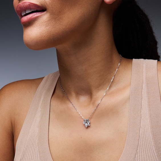 1 CT. T.w. Lab-Grown Diamond Scatter Dangles Necklace in 10K White Gold (F/Vs2)