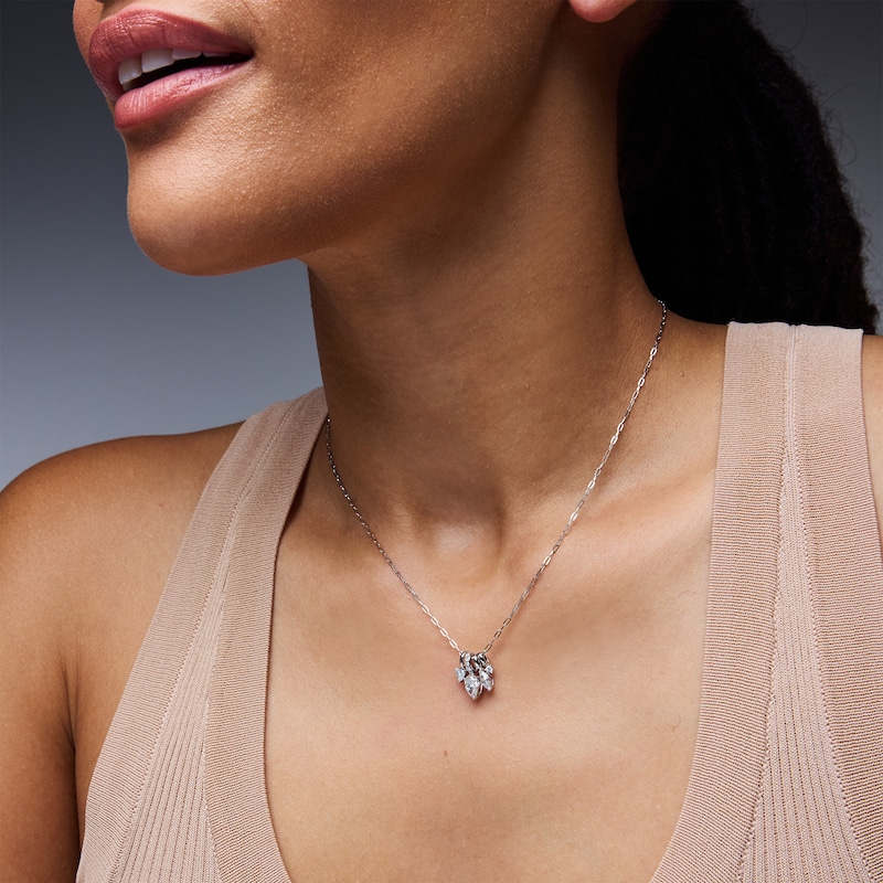 Main Image 2 of 1 CT. T.W. Lab-Grown Diamond Scatter Dangles Necklace in 10K White Gold (F/VS2)