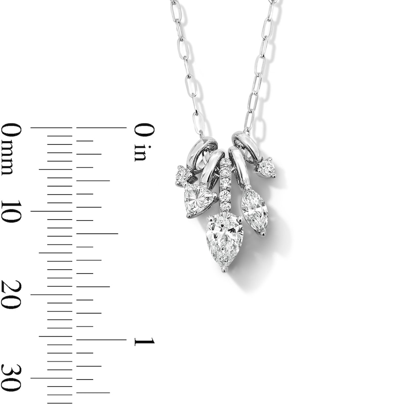 Main Image 4 of 1 CT. T.W. Lab-Grown Diamond Scatter Dangles Necklace in 10K White Gold (F/VS2)