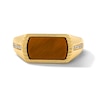 Thumbnail Image 1 of Tiger's Eye and 1/10 CT. T.W. Lab-Grown Diamond Signet Ring in Sterling Silver with 14K Gold Plate (F/VS2)