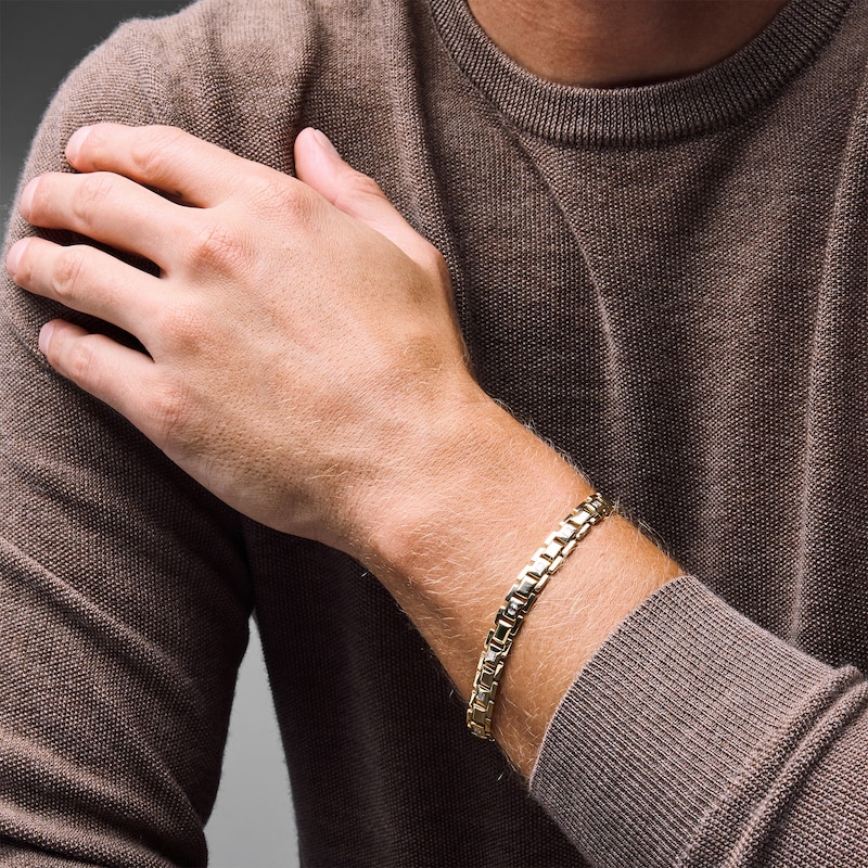 Main Image 2 of 1-1/4 CT. T.W. Emerald-Cut Lab-Grown Diamond Link Bracelet in Sterling Silver with 14K Gold Plate (F/VS2) - 8.25″