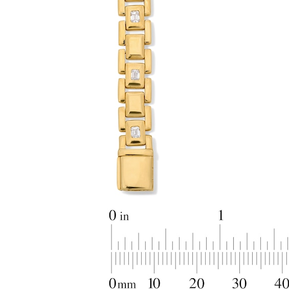 1-1/4 CT. T.w. Emerald-Cut Lab-Grown Diamond Link Bracelet in Sterling Silver with 14K Gold Plate (F/Vs2) - 8.25″