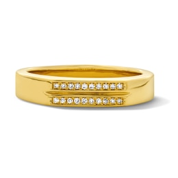 1/10 CT. T.W. Lab-Grown Diamond Double Stripe Ring in Sterling Silver with 14K Gold Plate (F/VS2)