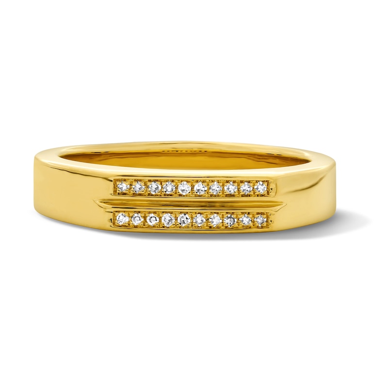 Main Image 1 of 1/10 CT. T.W. Lab-Grown Diamond Double Stripe Ring in Sterling Silver with 14K Gold Plate (F/VS2)