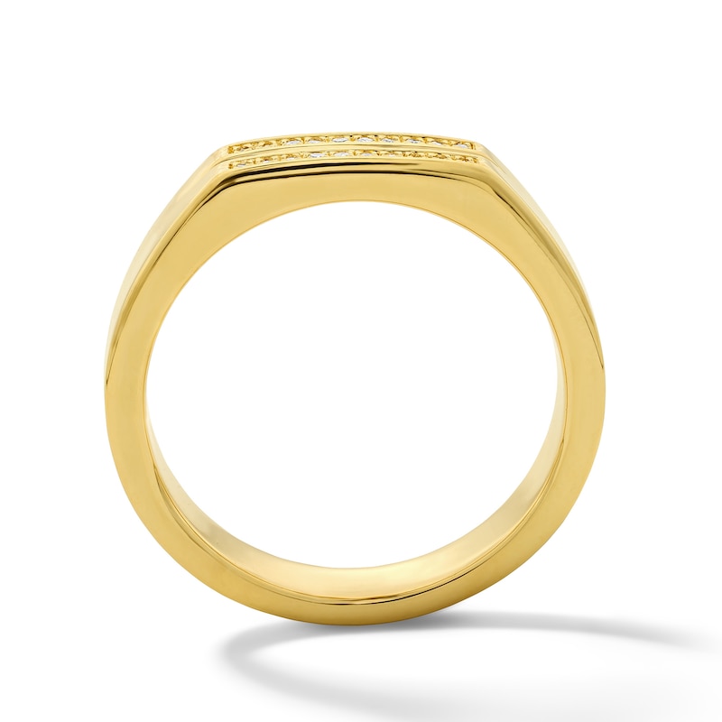 Main Image 3 of 1/10 CT. T.W. Lab-Grown Diamond Double Stripe Ring in Sterling Silver with 14K Gold Plate (F/VS2)