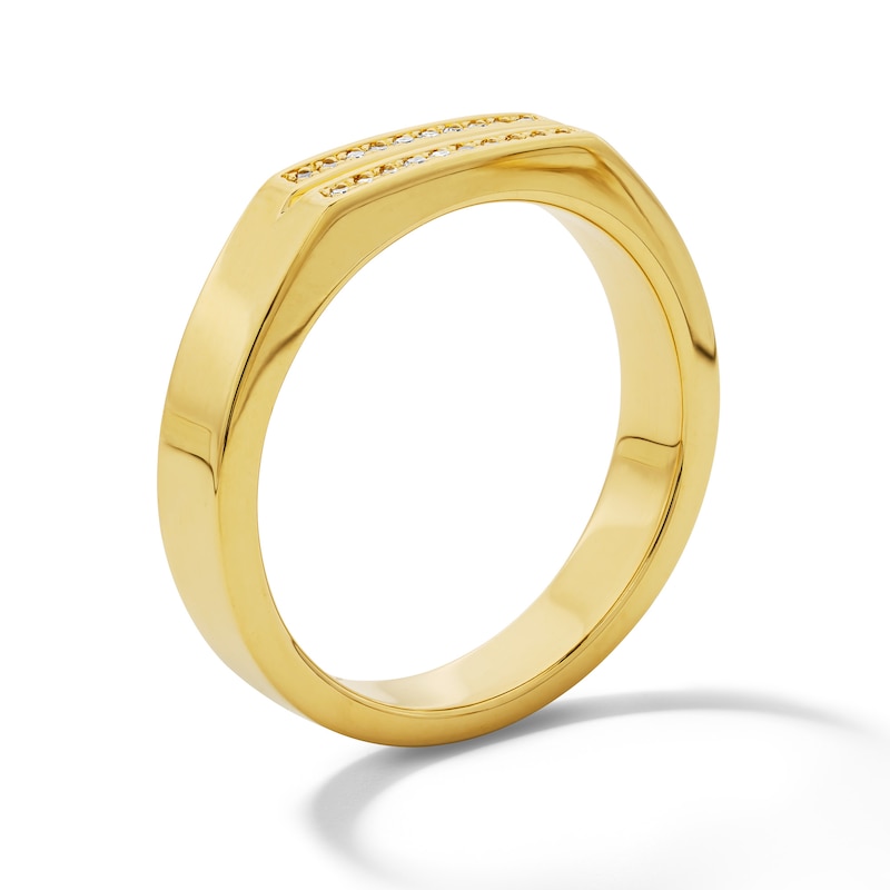 Main Image 4 of 1/10 CT. T.W. Lab-Grown Diamond Double Stripe Ring in Sterling Silver with 14K Gold Plate (F/VS2)