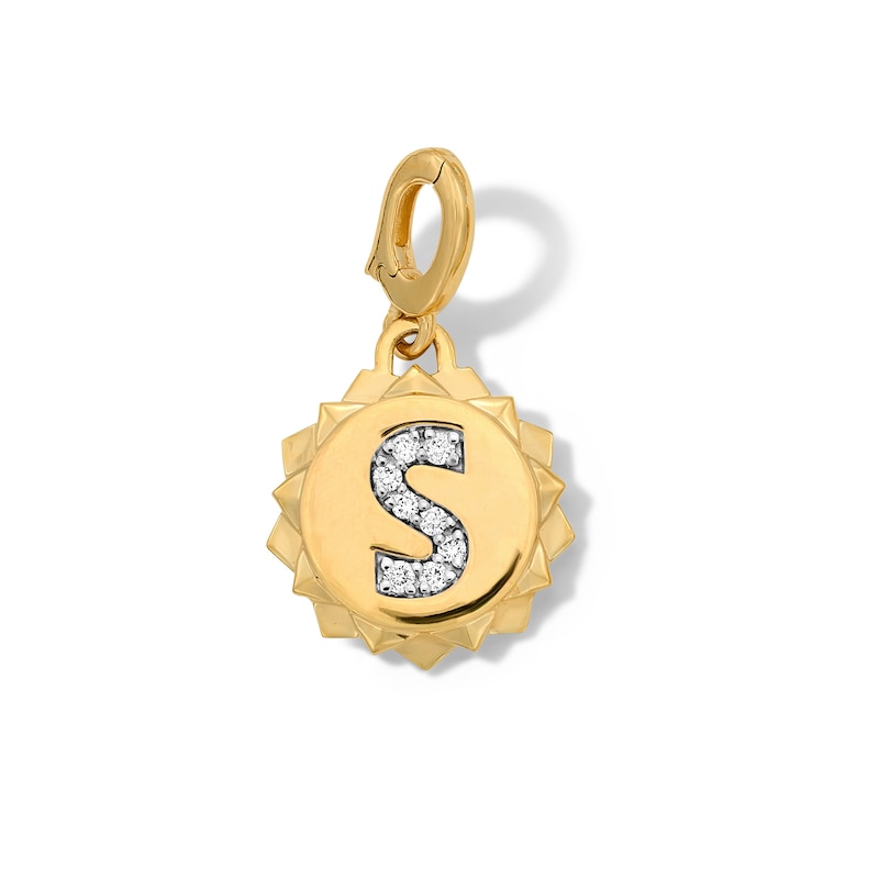 Main Image 1 of 1/20 CT. T.W. Pavé Lab-Grown Diamond Initial “S” Star Frame Necklace Charm in 10K Gold (F/VS2)
