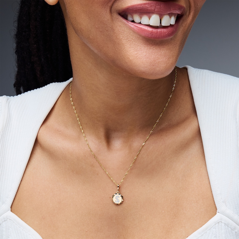 Main Image 2 of 1/20 CT. T.W. Pavé Lab-Grown Diamond Initial “S” Star Frame Necklace Charm in 10K Gold (F/VS2)