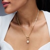 Thumbnail Image 2 of 1/15 CT. T.W. Lab-Grown Diamond Pavé Libra Beaded Frame Necklace Charm in 10K Gold (F/VS2)