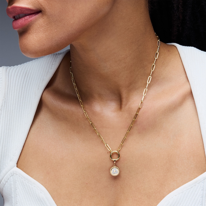 Main Image 2 of 1/15 CT. T.W. Lab-Grown Diamond Pavé Libra Beaded Frame Necklace Charm in 10K Gold (F/VS2)