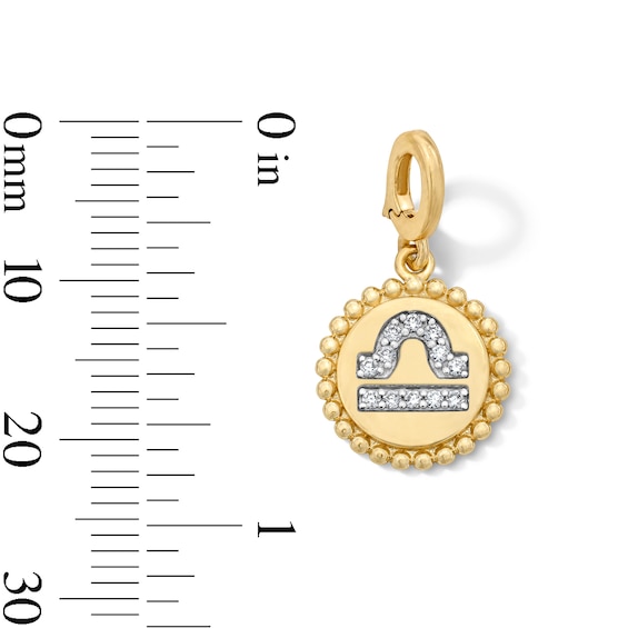 1/15 CT. T.w. Lab-Grown Diamond Pavé Libra Beaded Frame Necklace Charm in 10K Gold (F/Vs2)