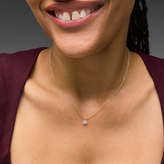 1/2 CT. T.w. Lab-Grown Diamond Drilled Solitaire Necklace in 10K Gold (F/Vs2)