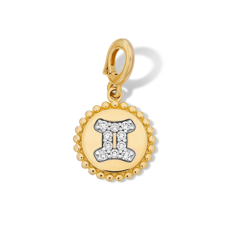 Main Image 1 of 1/10 CT. T.W. Certified Lab-Grown Diamond Pavé Gemini Beaded Frame Necklace Charm in 10K Gold (F/VS2)