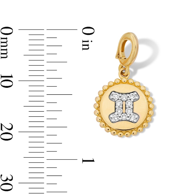 Main Image 3 of 1/10 CT. T.W. Lab-Grown Diamond Pavé Gemini Beaded Frame Necklace Charm in 10K Gold (F/VS2)