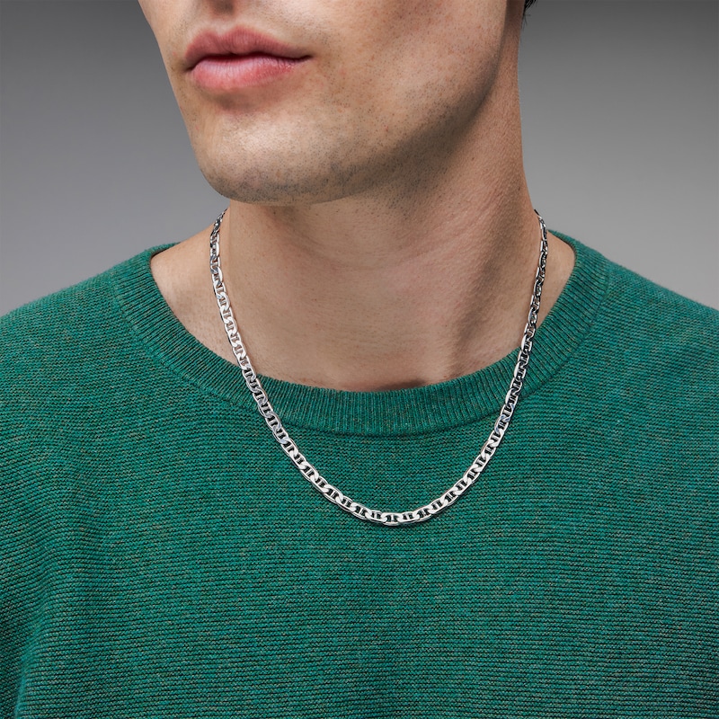 Main Image 2 of 5.7mm Diamond-Cut Mariner Chain Necklace in Sterling Silver - 22”