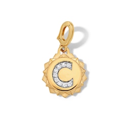 1/20 CT. T.W. Pavé Certified Lab-Grown Diamond Initial “C” Star Frame Necklace Charm in 10K Gold (F/VS2)