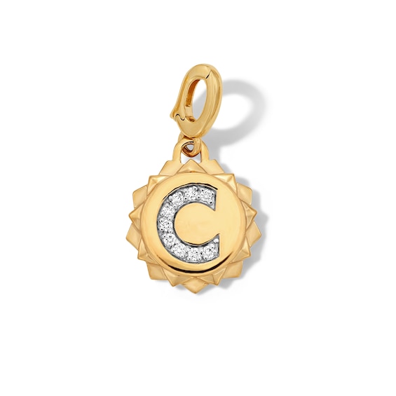 1/20 CT. T.w. Pavé Certified Lab-Grown Diamond Initial “C” Star Frame Necklace Charm in 10K Gold (F/Vs2)