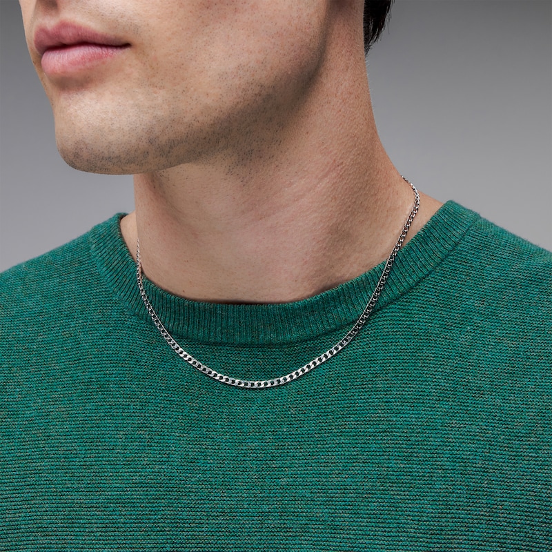 Main Image 2 of 3.0mm Diamond-Cut Curb Chain Necklace in Sterling Silver - 20”