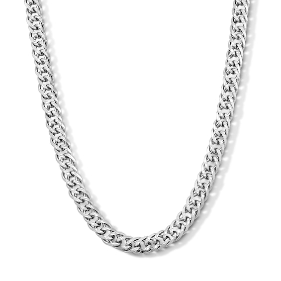 6.5mm Diamond-Cut Double Curb Chain Necklace in Sterling Silver - 22”