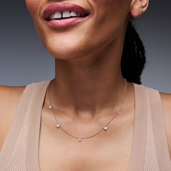 1 CT. T.w. Certified Lab-Grown Diamond Station Necklace in Sterling Silver (F/Vs2)