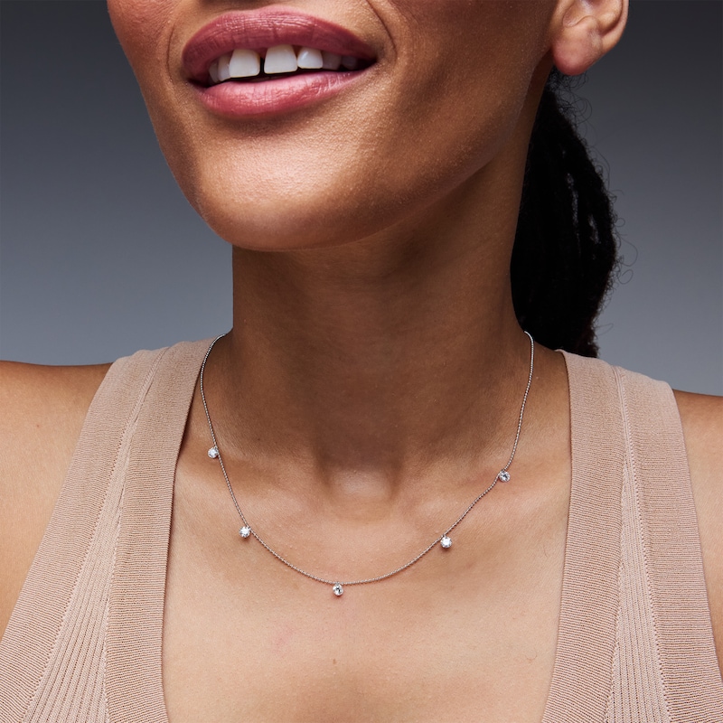 Main Image 2 of 1 CT. T.W. Lab-Grown Diamond Station Necklace in Sterling Silver (F/VS2)