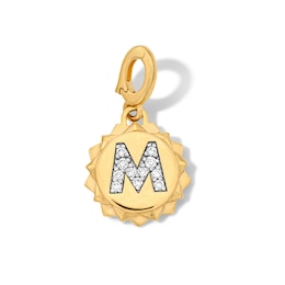 1/15 CT. T.W. Pavé Certified Lab-Grown Diamond Initial “M” Star Frame Necklace Charm in 10K Gold (F/VS2)