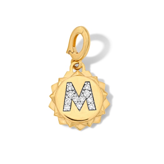 1/15 CT. T.w. Pavé Lab-Grown Diamond Initial “M” Star Frame Necklace Charm in 10K Gold (F/Vs2)