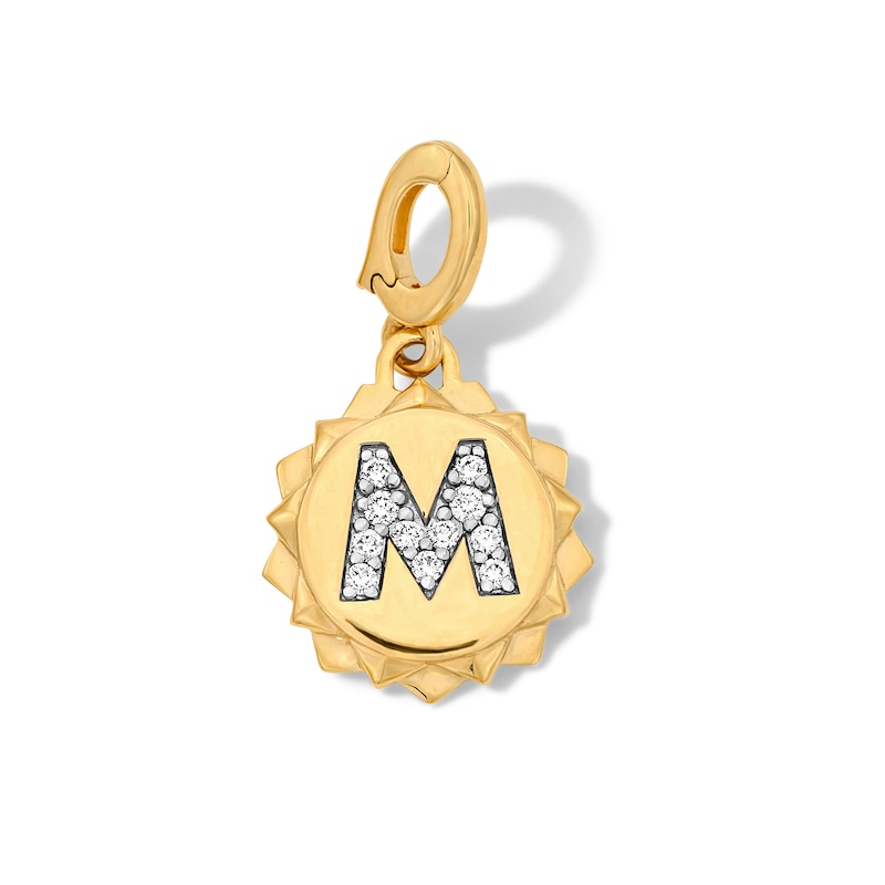 Main Image 1 of 1/15 CT. T.W. Pavé Certified Lab-Grown Diamond Initial “M” Star Frame Necklace Charm in 10K Gold (F/VS2)
