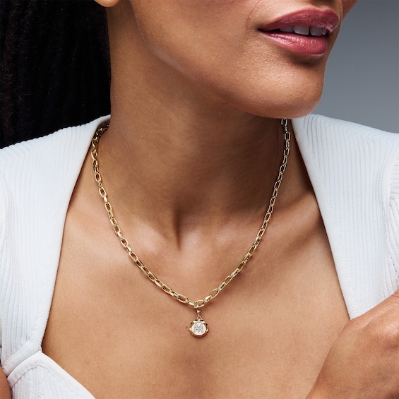 1/15 CT. T.w. Pavé Lab-Grown Diamond Initial “M” Star Frame Necklace Charm in 10K Gold (F/Vs2)