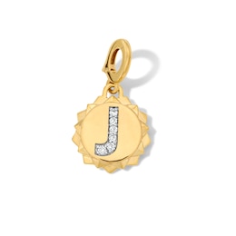1/20 CT. T.W. Pavé Lab-Grown Diamond Initial “J” Star Frame Necklace Charm in 10K Gold (F/VS2)