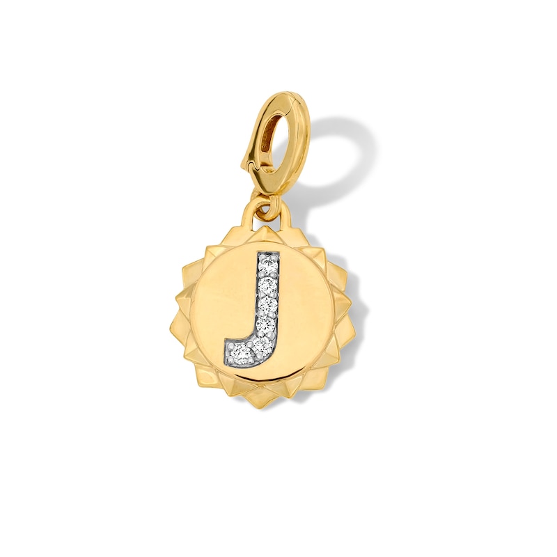 Main Image 1 of 1/20 CT. T.W. Pavé Lab-Grown Diamond Initial “J” Star Frame Necklace Charm in 10K Gold (F/VS2)