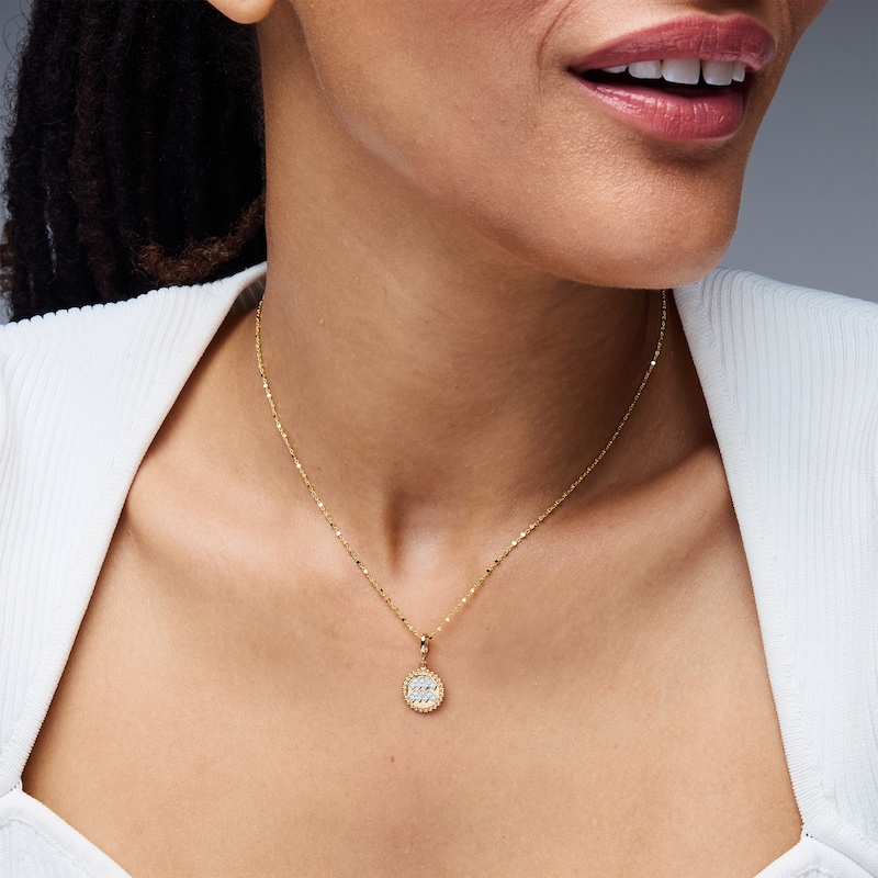 Main Image 2 of 1/10 CT. T.W. Lab-Grown Diamond Pavé Aquarius Beaded Frame Necklace Charm in 10K Gold (F/VS2)