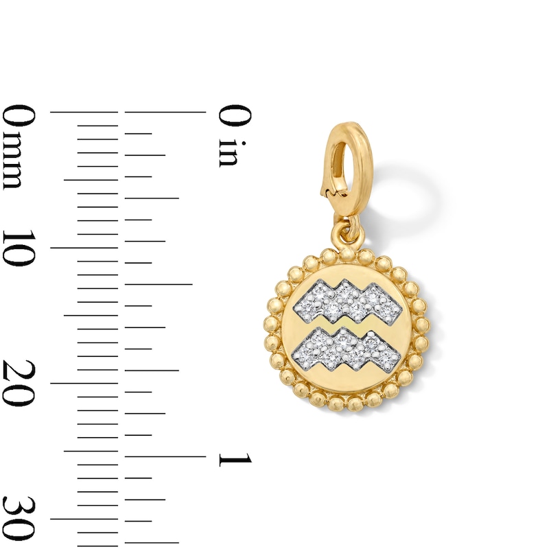 Main Image 3 of 1/10 CT. T.W. Lab-Grown Diamond Pavé Aquarius Beaded Frame Necklace Charm in 10K Gold (F/VS2)