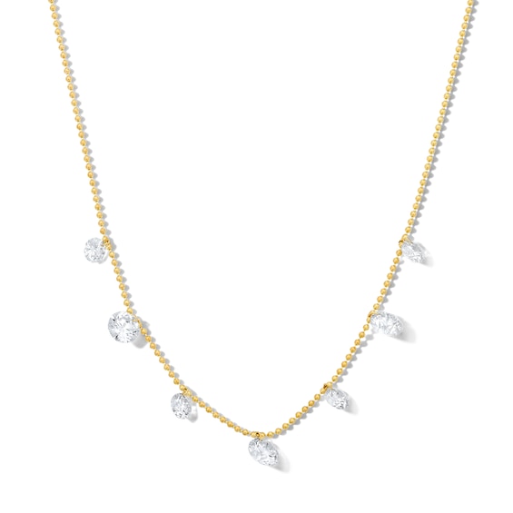 2-1/2 CT. T.w. Lab-Grown Diamond Drilled Station Necklace in 10K Gold (F/Vs2)